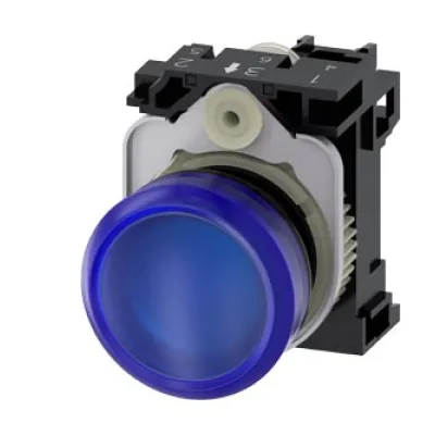 Siemens Leuchtmelder 3SU1102-6AA50-1AA0 | LED | 22mm rund | 24V AC/DC | blau | Halter & Modul inkl. | IP67K
