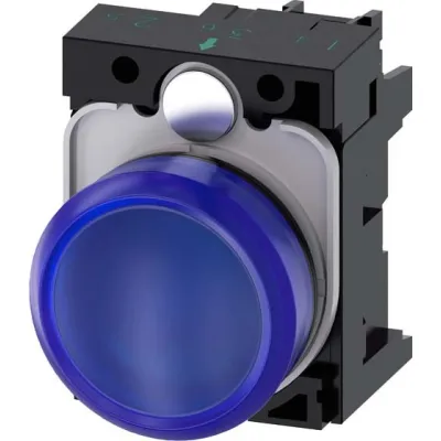 Siemens Leuchtmelder 3SU1102-6AA50-1AA0 | LED | 22mm rund | 24V AC/DC | blau | Halter & Modul inkl. | IP67K