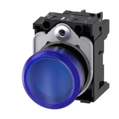 Siemens Leuchtmelder 3SU1102-6AA50-1AA0 | LED | 22mm rund | 24V AC/DC | blau | Halter & Modul inkl. | IP67K