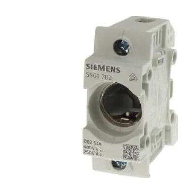 Siemens NEOZED Sicherungssockel 5SG1702 | D02 | 1-polig | 63A | AC 400V | DC 250V | DIN-Schiene | Kunststoff