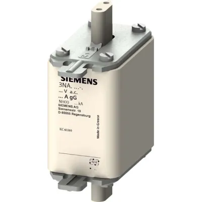 Siemens NH-Sicherungseinsatz 3NA3830-7 | NH00 | 100A | 500V AC | gG/gL | Stirnkennmelder | Grifflaschen