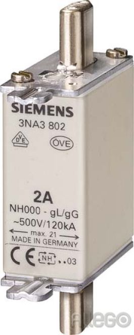 Siemens mens NH-Sicherungseinsatz G000 16A 500AC/250DC 3NA3805