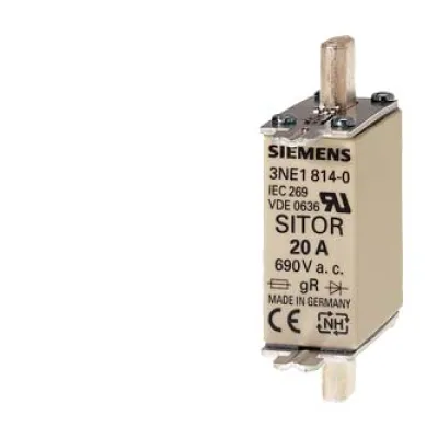 Siemens NH-Sicherungseinsatz 3NE1820-0 | 80A | NH000 | 690V | gS Betriebsklasse | SITOR | Stirnkennmelder