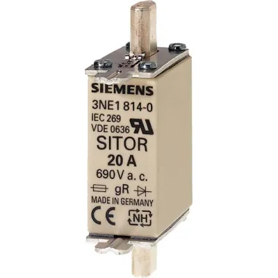 Siemens NH-Sicherungseinsatz 3NE1820-0 | 80A | NH000 | 690V | gS Betriebsklasse | SITOR | Stirnkennmelder