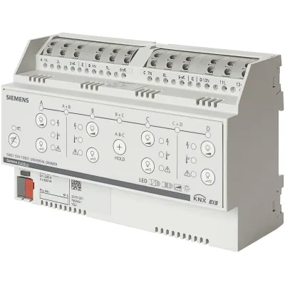 SIEMENS Universaldimmer KNX REG 5WG1554-1DB31 | 4x300VA | 4 Ausgänge | Dimmaktor | 230V | LED Retrofit | Handbedienung