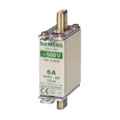 Siemens NH-Sicherungseinsatz 3ND1824 | NH000 | 80A | 500V AC | aM | Stirnkennmelder | spannungsführende Grifflaschen