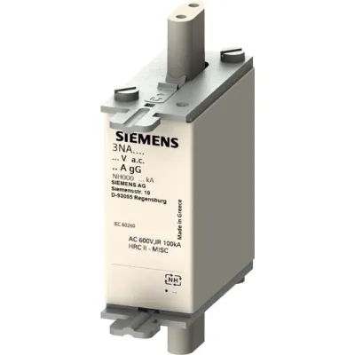 Siemens NH-Sicherungseinsatz 3NA3814-6 | NH000 | 35A | gG | 690V AC | 250V DC | Stirnkennmelder | Grifflaschen