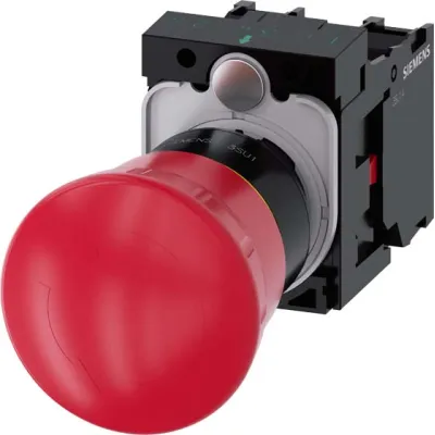 Siemens Not-Halt-Pilzdrucktaster 3SU1100-1HB20-1PA0 | 22 mm | IP67/IP69K | Schraubanschluss | rund | rot | 40 mm