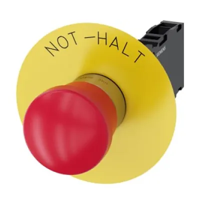Siemens Not-Halt-Pilzdrucktaster 3SU1150-1HA20-1FH0 | 22mm | Metall | rund | Zugentriegelung | IP67/IP69K | 1S+1Ö | rot