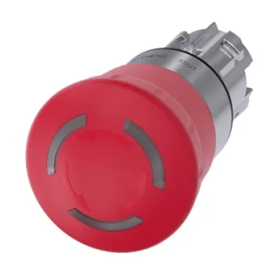 Siemens Not-Halt-Pilzdrucktaster 3SU1051-1HB20-0AA0 | beleuchtet | 22mm rund | Metall | IP66 | Drehentriegelung | rot