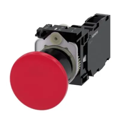 Siemens Pilzdrucktaster 3SU1100-1BA20-1FA0 | Not-Halt Taster 22 mm | 1S+1Ö | Schraubanschluss | IP67/IP69K | rot
