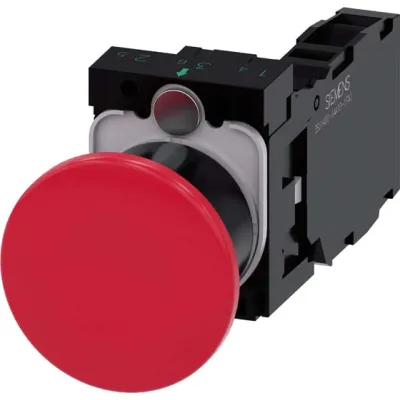 Siemens Pilzdrucktaster 3SU1100-1BA20-1FA0 | Not-Halt Taster 22 mm | 1S+1Ö | Schraubanschluss | IP67/IP69K | rot