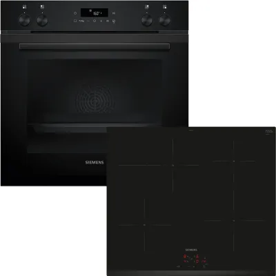 Siemens Einbau-Herdset PQ212IAAB | Induktion | 60cm | 71L Backofen | Pyrolyse & Hydrolyse | A+ | schwarz