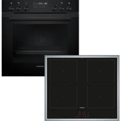 Siemens Einbau-Herd-Set PQ522VAAB (HE278GBB4+EM645CQB6E) | Induktion | Pyrolyse | 60 cm | 71 l | 4 Kochzonen | Schwarz