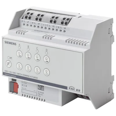 Siemens Schalt-/Dimmaktor 5WG1536-1DB31 | KNX REG 4-fach | 4x AC 230V 10AX | 1-10V | 16A | LED-Anzeige | IP20