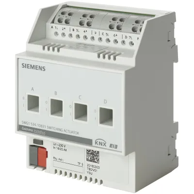 SIEMENS Schaltaktor 5WG1532-1DB31 KNX REG | 4-fach 230V 10A | C-Last | 4 TE | für Smart Home & Gebäudeautomatisierung