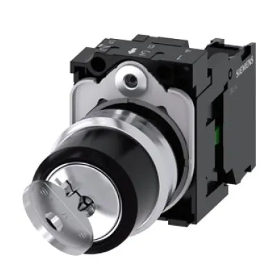 SIEMENS Schlüsselschalter RONIS 3SU1150-4BF11-1BA0 | 2-stufig rastend | 22mm | IP67/IP69K | 1 Schließer | Silber