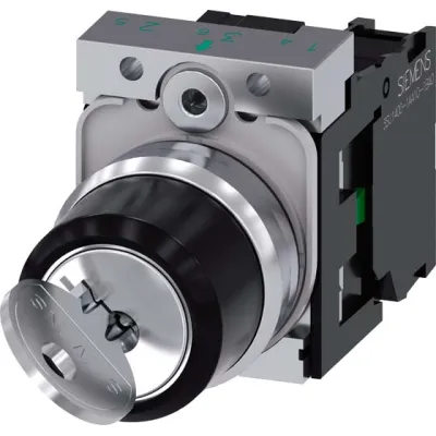 SIEMENS Schlüsselschalter RONIS 3SU1150-4BF11-1BA0 | 2-stufig rastend | 22mm | IP67/IP69K | 1 Schließer | Silber