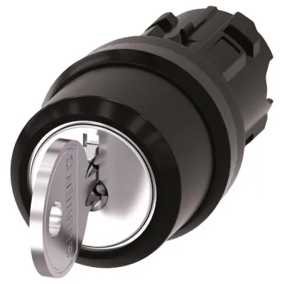 Siemens Schlüsselschalter 3SU1000-4BP01-0AA0 | 3-stufig | 22mm | RONIS SB30 | IP67/IP69K | Silber Schwarz