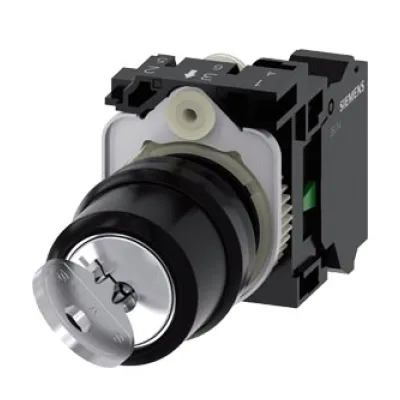 SIEMENS Schlüsselschalter RONIS 3SU1100-4BF11-3BA0 | 2 Schaltstellungen | verrastend | Ø22mm | IP67/IP69K | silber