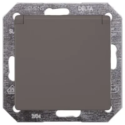 Siemens Steckdose SCHUKO 5UB1927 DELTA i-system | Unterputz | Klappdeckel | 16A 250V | Steckklemme | Carbon-Metallic