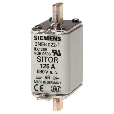 Siemens SITOR NH-Sicherungseinsatz 3NE1022-2 | NH00 | 125A | gR | 690V AC / 250V DC | Stirnkennmelder
