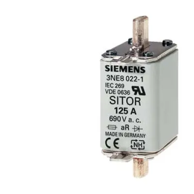 Siemens NH-Sicherungseinsatz 3NE8020-1 | Sitor 80A NH00 | 690V AC / 440V DC | aR Teilbereichsschutz | Messerkontakte