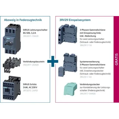 Siemens SIRIUS Starter-Paket 3RA9012-7AA01 | Motorstarter Kit 3,2A 3kW AC230V | Federzugtechnik