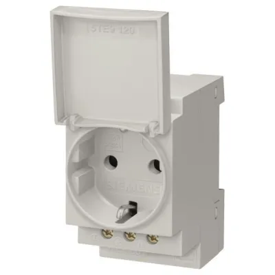 Siemens Steckdose REG 5TE6801 | Schutzkontaktsteckdose Typ F 16A | Hutschiene | Klappdeckel | 2,5TE | Verteilereinbau