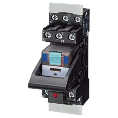 Siemens Steckrelais LZS:PT3A5L24 | 3 Wechsler | DC 24V | 3W | LED rot | Standard-Stecksockel | Schraubanschluss | IP20