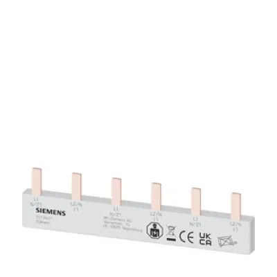 Siemens Stiftsammelschiene 5ST3607 | Phasenschiene 2-phasig | 10 mm² | 105 mm Länge | 63A | berührungssicher | isoliert