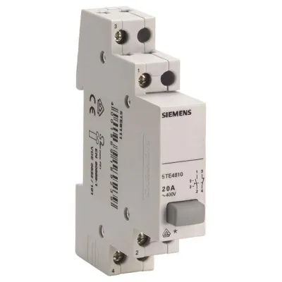 SIEMENS Taster 5TE4810 | REG 1S/1Ö | 20A 230V AC | Hutschienenmontage | 1TE | grau | IP20 | mit Rastfunktion