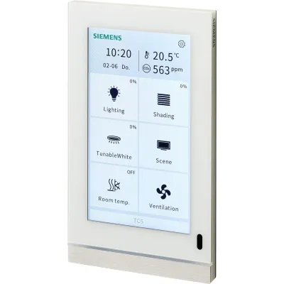 Siemens Touch Panel 5WG1205-2AB12 TC5 | KNX Bedienelement Unterputz | 5 Zoll Farbtouch | Aluminium Glas | Weiß RAL 9010