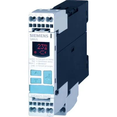 Siemens Überwachungsrelais 3UG4622-2AA30 | Stromüberwachung 0,05–15A AC/DC | 24V | 22,5mm | 1 Wechsler | Schwarz
