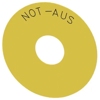 Siemens Unterlegschild rund 3SU1900-0BC31-0AS0 | Not-Aus Schild für Pilzdrucktaster | selbstklebend | Ø 75 mm | gelb