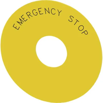 Siemens Unterlegschild rund 3SU1900-0BC31-0DA0 | Not-Halt Pilzdrucktaster | EMERGENCY STOP | selbstklebend | Ø 75mm