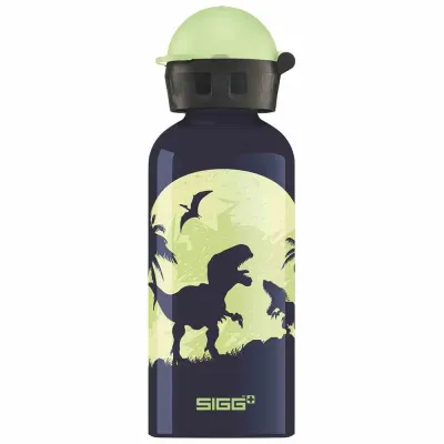 SIGG Trinkflasche Kids Bottle Glow Moon Dinos 8543.00 | 0,4L | auslaufsicher | Aluminium | blau | für Kinder