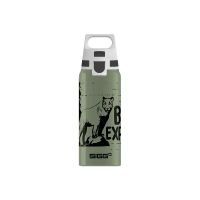 SIGG Trinkflasche WMB ONE Mountain Lion 9002.3 | Kinderflasche 0,6L | auslaufsicher | BPA-frei | Aluminium | moosgrün