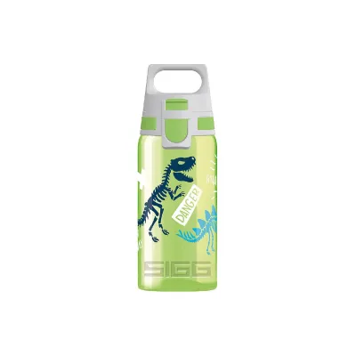 SIGG Kinder Trinkflasche VIVA ONE 0,5l grün | auslaufsicher | BPA-frei | Dinosaurier-Motiv | Polypropylen