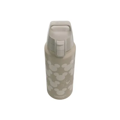 SIGG Trinkflasche WMB ONE 6060.40 | Mickey Mouse Pattern | 1L Aluminium | Auslaufsicher | BPA-frei | Leicht | Weiß