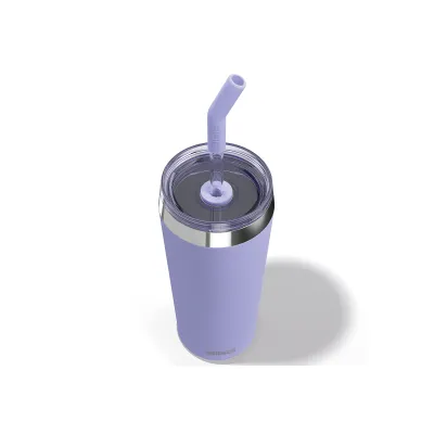 SIGG Thermobecher Helia 0,6L | doppelwandig isoliert | Edelstahl | Glas-Strohhalm | BPA-frei | Peaceful Blue