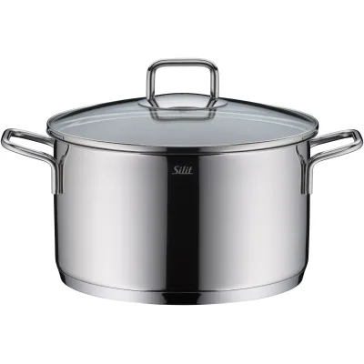 Silit Kochtopf Extra Cook 24 cm | Edelstahl 18/10 | Glasdeckel | Induktion | spülmaschinenfest