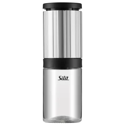 Silit Gewürzmühle Piccante 21.4323.7624 | Keramikmahlwerk stufenlos | Glas/Edelstahl 18/10 | 13,5 cm | schwarz
