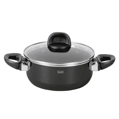 Silit Bratentopf Modesto Line 2101303190 | 20cm | Silargan Funktionskeramik | Induktion | 2,4l | Glasdeckel | Schwarz