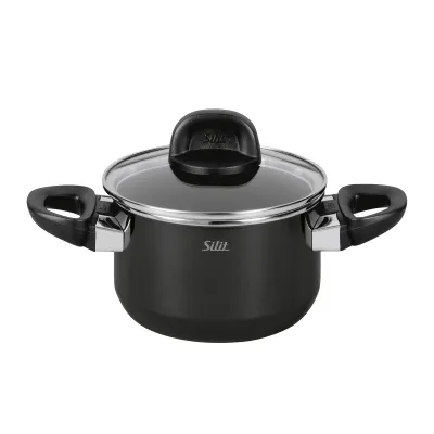Silit Fleischtopf Modesto Line 16 cm 2l | Silargan | Induktion | Glasdeckel | spülmaschinengeeignet | schwarz