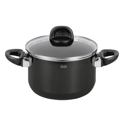 Silit Fleischtopf Modesto Line 2102303220 | Kochtopf Induktion 20cm | Silargan | Glasdeckel | 3,7l | Schwarz