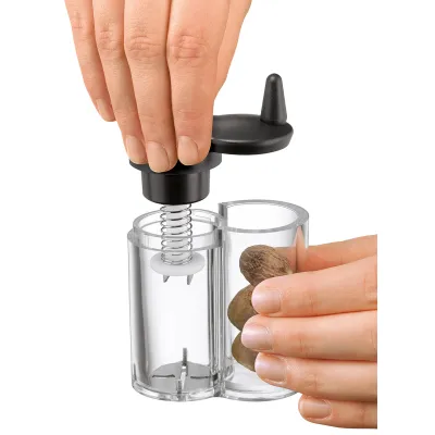 Silit Muskatmühle Mulino 2141223337 | Muskatreibe Edelstahl/Kunststoff | Aufbewahrungsfach | Federmechanismus