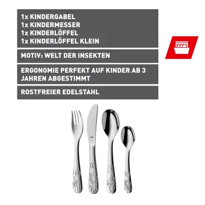 Silit Kinderbesteck-Set Trend 2145306054 | 4-teilig | Edelstahl 18/10 | ab 3 Jahre | poliert | spülmaschinenfest