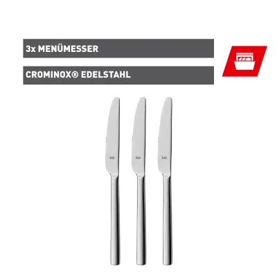 Silit Menuemesser Trend 3 Stück | Edelstahl 18/10 | Wellenschliff | spülmaschinenfest | Menü-Messer Set