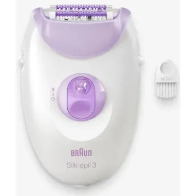 Braun Epilierer Silk-épil 3-000 224970 | glatte Haut | Massagerollen | Smartlight | Netzbetrieb | weiß/violett